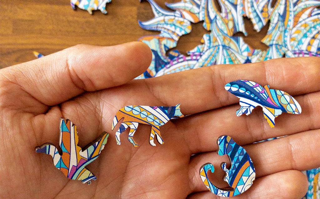 Állat formájú fa puzzle darabok. Fa puzzle