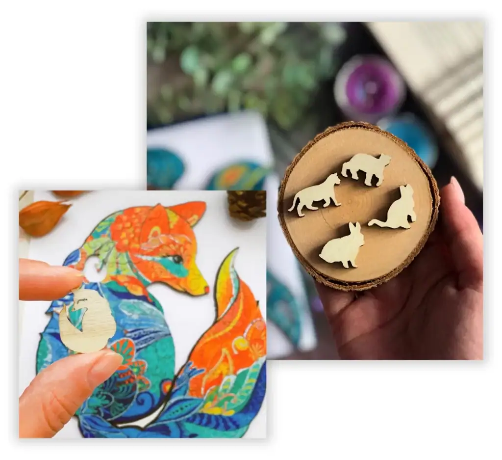 Állatos fa puzzle darabok