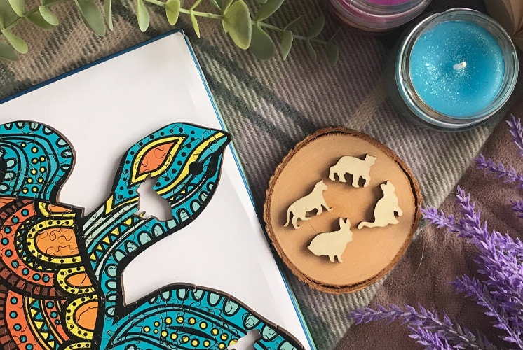 Teknős fa puzzle állatos puzzle darabokkal